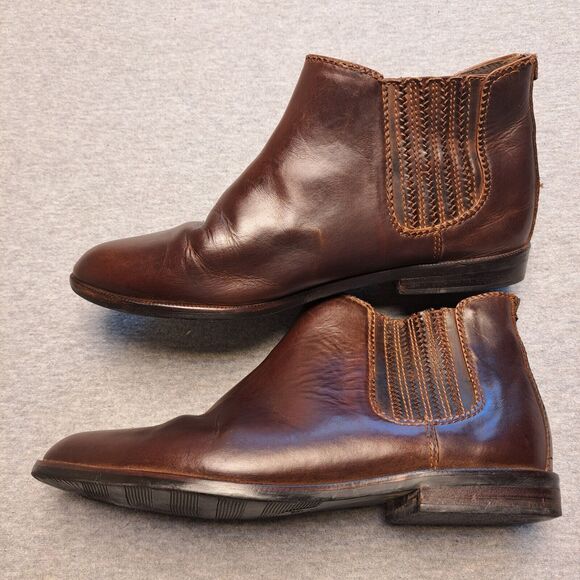 GH BASS & CO BROWN LEATHER ANKLE BOOTS WOMENS SIZE 7M PULL ON MINIMALIST DAILY - Picture 3 of 11
